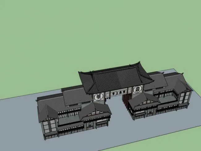 Sketchup Business Model | Multi story Commercial Street, Chinese Style