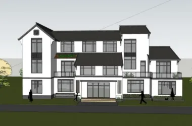 Modern Chinese-Style Solo Villa SketchUp Model-BIM WORLD