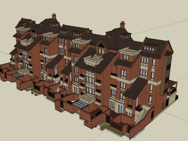 Classical Style Townhouse Villa Model in SketchUp