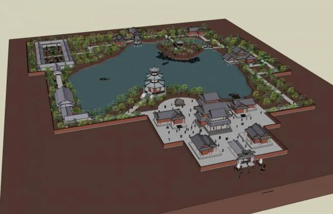 Sketchup Landscape Model | Chinese Garden, Landscape, Bridge, Tower, Entrance, Pavilion, Ancient Architecture