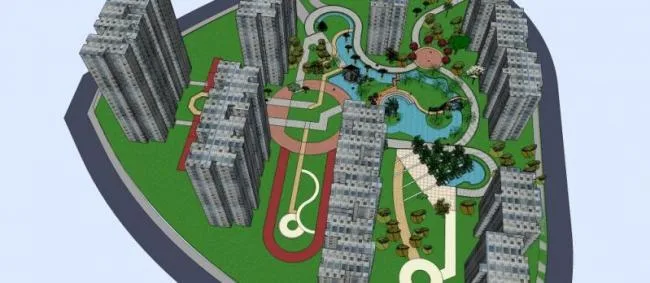 Sketchup Landscape Model | Community Landscape, Residential Landscape, Modern Style