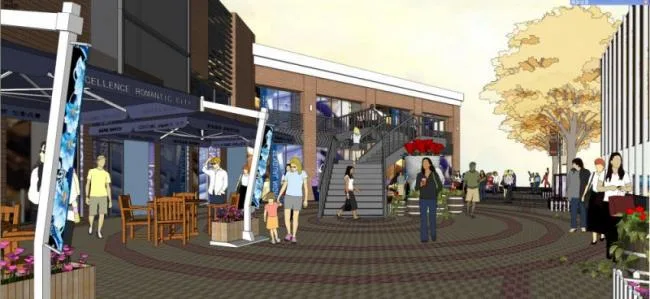 Sketchup Business Model | Multi story Commercial Street, Modern Style