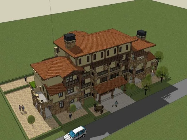 Sketchup Residential Model | Multi story Residential Apartments, Classical Style