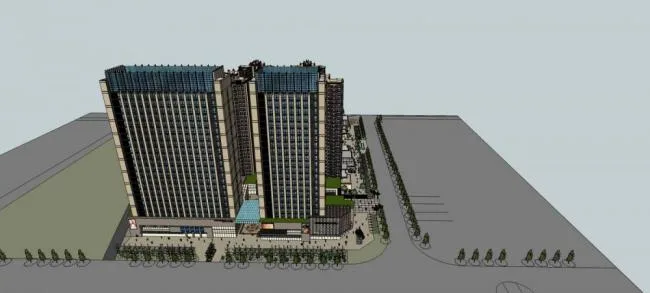 Sketchup Residential Model | High rise Residential Buildings, Comprehensive Communities, Ground Floor Commercial Buildings, Residential Buildings, Neoclassical Style