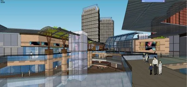 Sketchup Complex Model | Multi-story High-rise Complex, Jinke Red Street High-rise Office Building, Commercial, Hotel, Modern Style