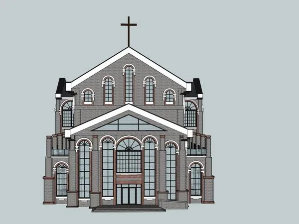 Sketchup Cultural Model | Multi story Western style Church, Cultural Architecture, Classical Style