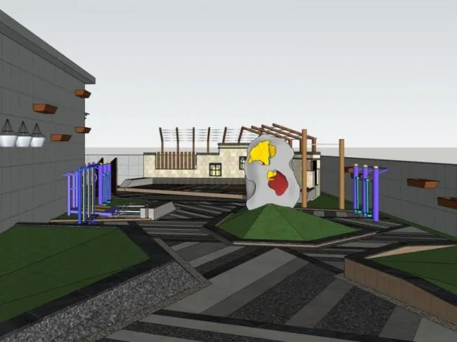 Sketchup Landscape Model | Roof Garden, Modern Chinese Style