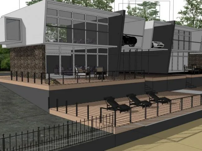Sketchup Business Model | Low rise commercial buildings, modern style