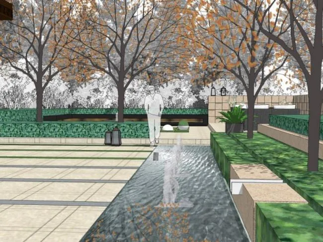 Sketchup Landscape Model | Courtyard Landscape, Modern Style
