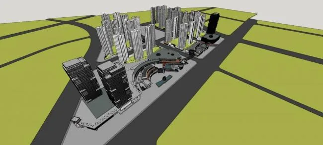 Sketchup Complex Model | Super high-rise urban commercial complex, residential, office, modern style, commercial podium