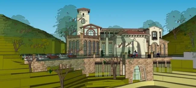Sketchup Business Model | Multi-story Clubhouse, Mountain Clubhouse, Classical Style