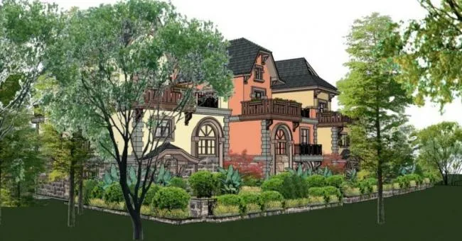 SketchUp Villa Model | Classical European Row Villa Design