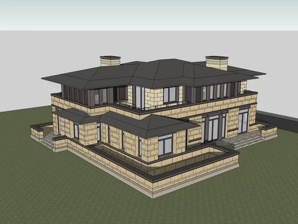 Sketchup Villa Model | Single Family Villa, Classical Style