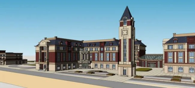 Sketchup School Model | Multi story School, Kindergarten, European, Classical Style, Educational Architecture
