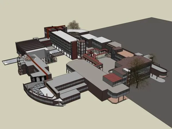 Sketchup Business Model | Multi-story Shopping Center, Shopmall, Commercial, Modern Style
