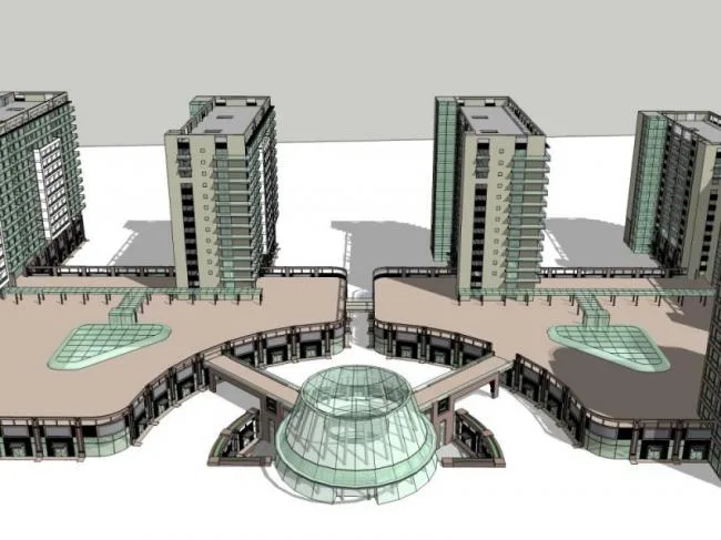 Sketchup Complex Model | Multi story Commercial Complex, Residential, Modern Style