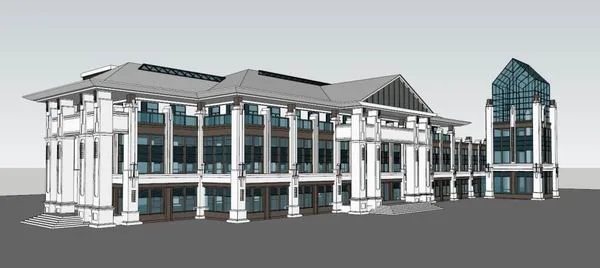 Classical Multi-Story Residential Activity Center SketchUp Model