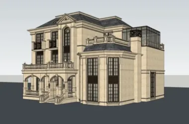 French-Style Single Family Villa Model in SketchUp-BIM WORLD
