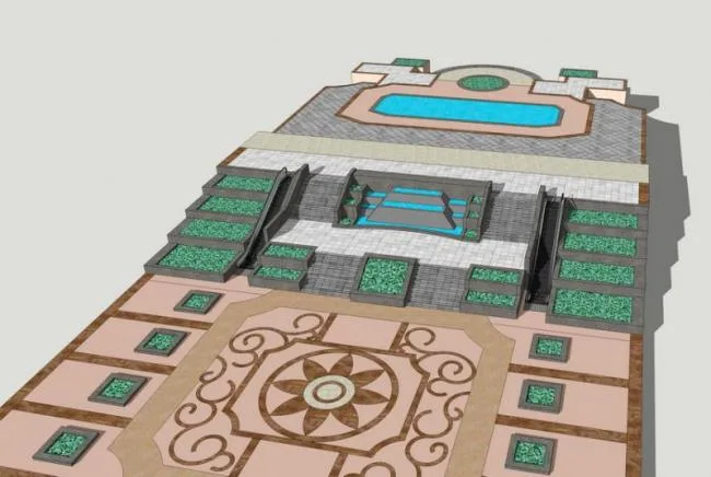 Sketchup Landscape Model | Entrance Terrace Landscape, Modern Style