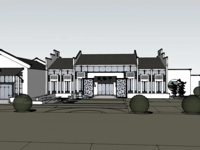 Sketchup Station Road and Bridge | Waiting Hall, Modern Chinese Style