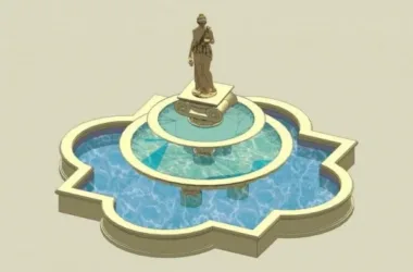 SketchUp Material Model: European Water Fountain Landscape Sculpture Components-BIM WORLD