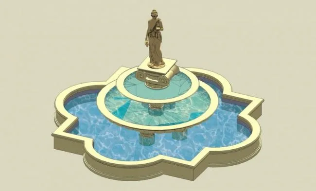 Sketchup Material Model | European Water Fountain Landscape Sculpture Model Material Component