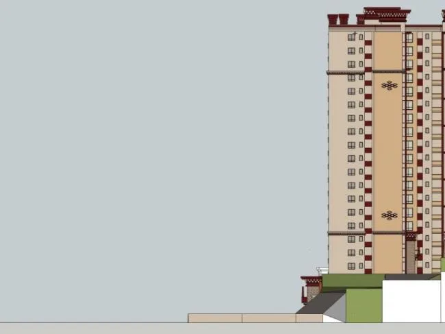 Sketchup Residential Model | High rise Residential Buildings, Tibetan Style