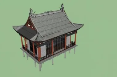 SketchUp Model of Ancient Chinese Architecture with Attic Design-BIM WORLD