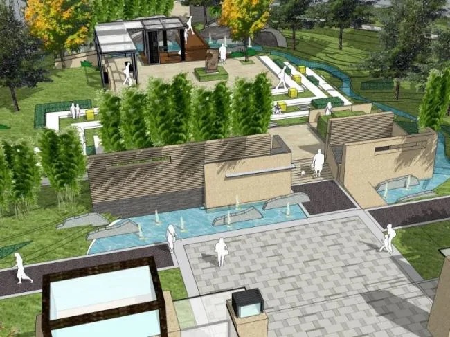 Sketchup Landscape Model | Residential Community Landscape, Modern Style