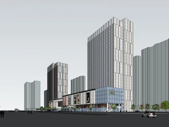 Sketchup Complex Model | Multi story High rise Mixed Commercial Complex, High rise Office, Modern Style