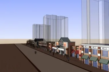 SketchUp Business Model: Modern Low-Rise Commercial Pedestrian Street Design-BIM WORLD