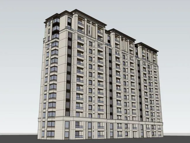 Sketchup Residential Model | High rise Residential Buildings, Residential Buildings, Classical Style