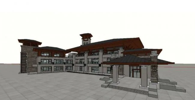 Sketchup Business Model | Multi story Clubhouse, Classical Style