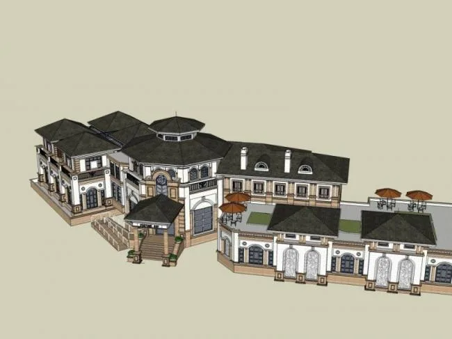 Sketchup Business Model | Multi story Clubhouse, Classical Style