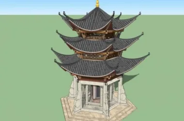 Hexagonal Ancient Pavilion Sketch Model | Traditional Chinese Architecture in SketchUp-BIM WORLD