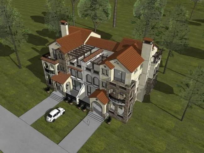 Sketchup Villa Model | Twin Villa, Modern Style