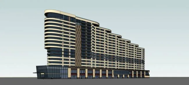 Sketchup Hotel Model | High rise hotel, office, commercial podium, modern style