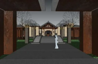 SketchUp Business Model: Modern Low-Level Clubhouse Design-BIM WORLD
