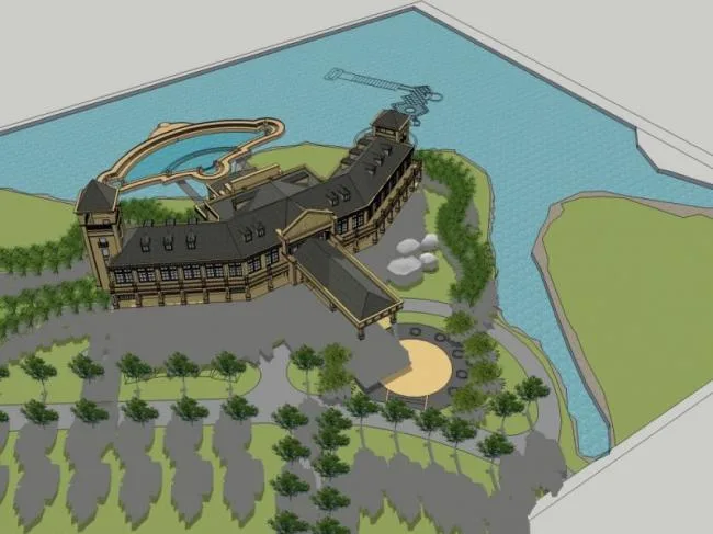 Sketchup Business Model | Low Level Clubhouse, Chinese Style