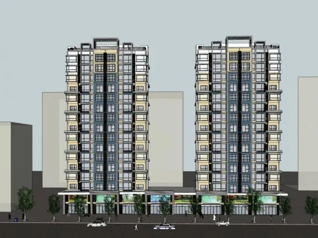 Sketchup Residential Model | High rise Residential Buildings, Modern Style