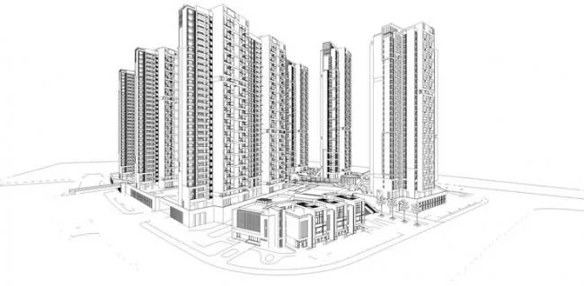 Sketchup Residential Model | New River Delta, High rise Residential Complex, Planning, Residential Buildings, Modern Style
