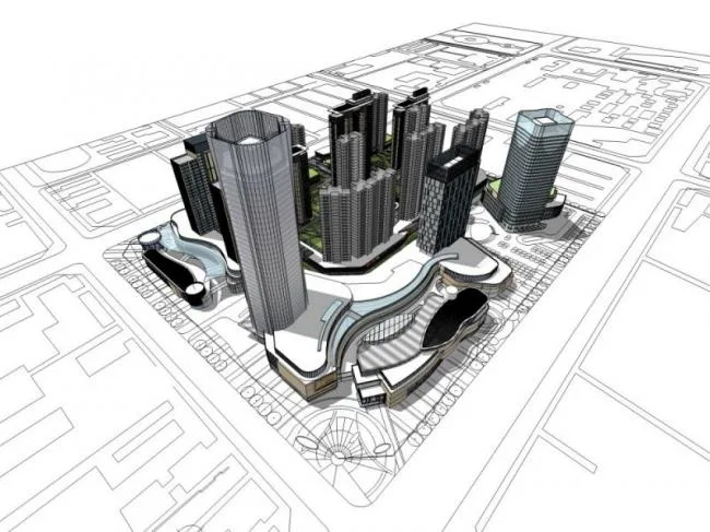 Sketchup Complex Model | Super high-rise complex, commercial, office, residential, modern style