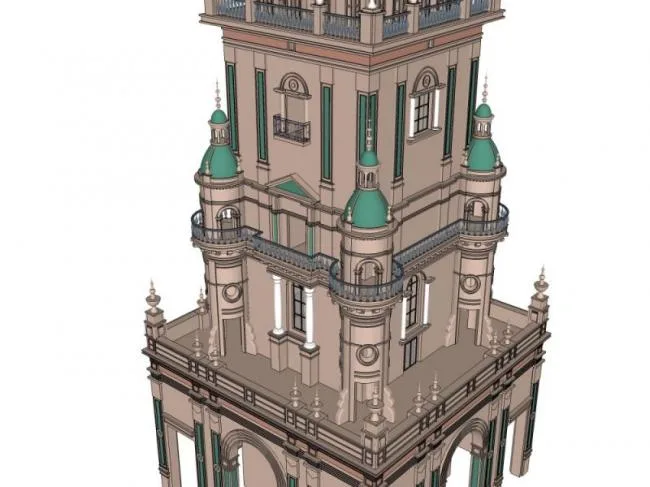 Sketchup Ancient Architecture Model | Tower, Multi story, Classical Style, Ancient Architecture