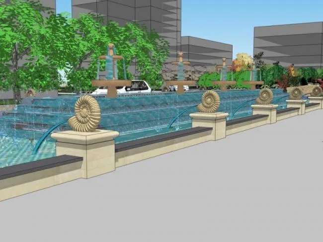 Sketchup Landscape Model | Square Landscape, Classical Style