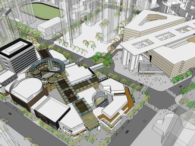 Sketchup Business Model | Multi story shopping centers, malls, commercial streets, modern style