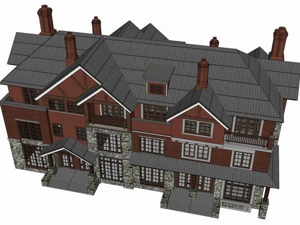 Sketchup Villa Model | Twin Villa, Classical Style