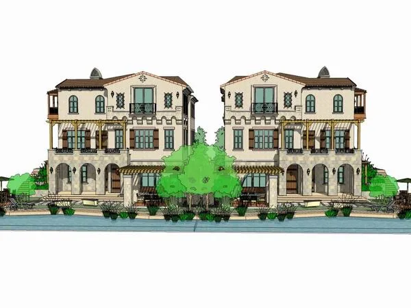 Classical Twin Villa Model in SketchUp