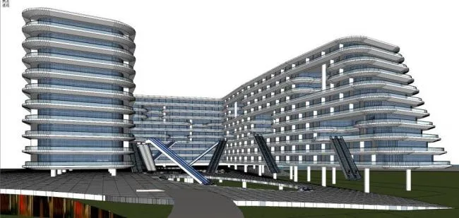 Sketchup Hotel Model | High rise Commercial Hotel, Modern Style