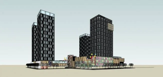 Sketchup Complex Model | High rise Commercial Complex, Office, Modern Style