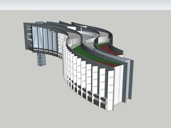 Modern Multi-Story Hotel Model in SketchUp